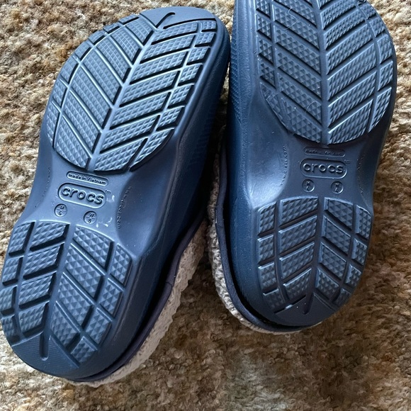 CROCS Blue and Cream Cozy Slippers - Picture 2 of 5